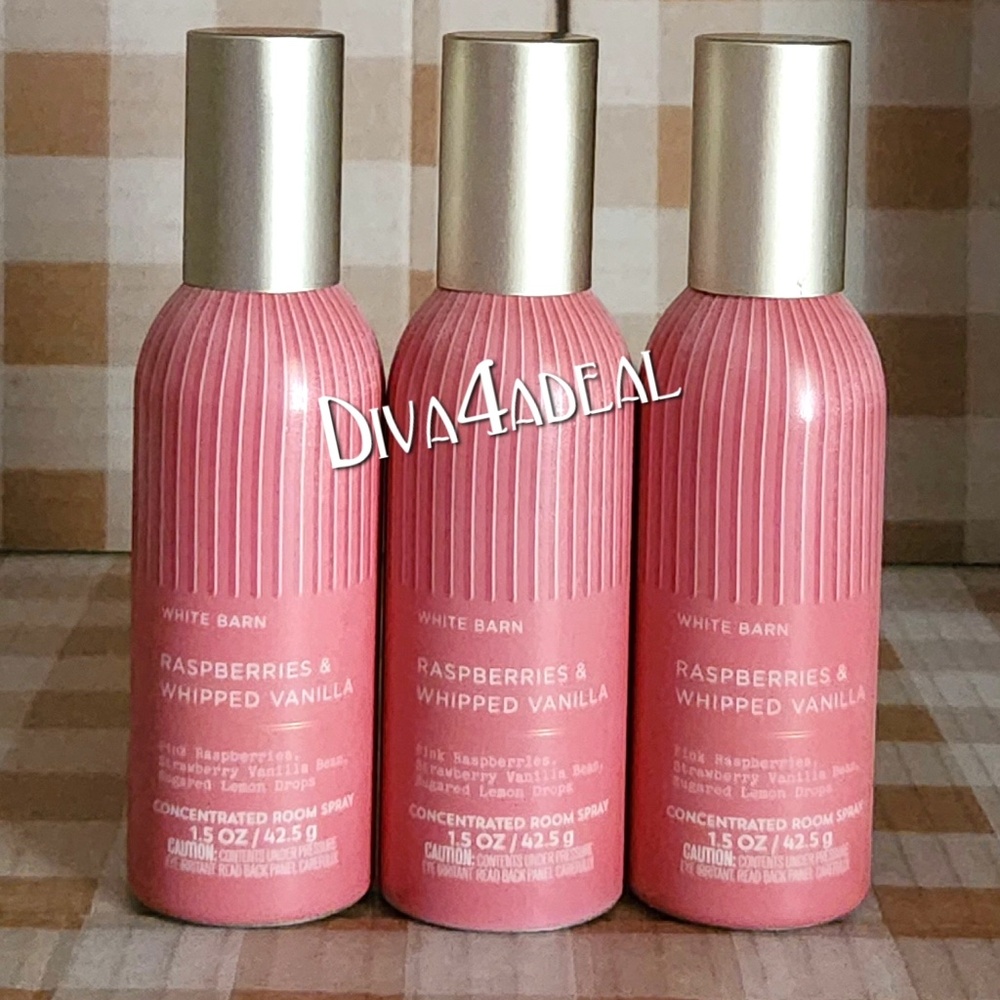 3x Bath & Body Works RASPBERRY & WHIPPED VANILLA Concentrated Room Sprays